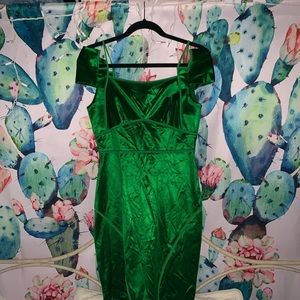 Zac Posen mid-length green satin cocktail dress